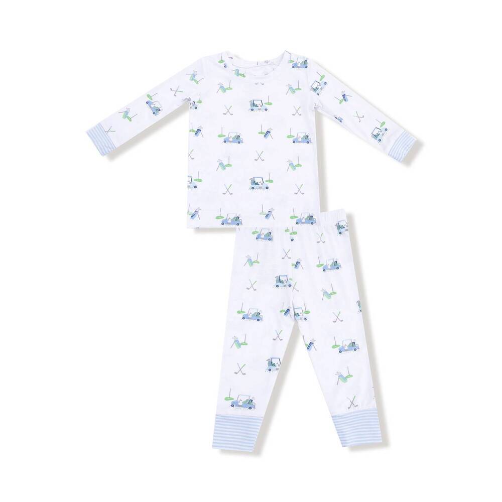 NEW ANGEL DEAR boys long sleeve loungewear set in baby golf carts blue